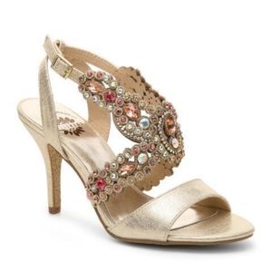 Yellow Box Champagne gold evening sandals